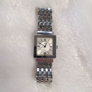 Citizen xC 9613 Square White Dial Stainless Steel Bracelet Clasp Watch, VGUC